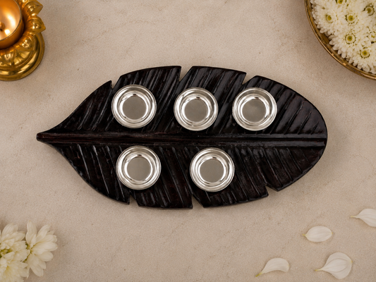 Banana Leaf Prasad holder (with Carving)